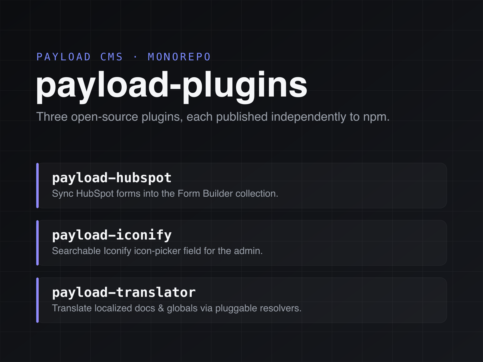 payload-plugins monorepo cover